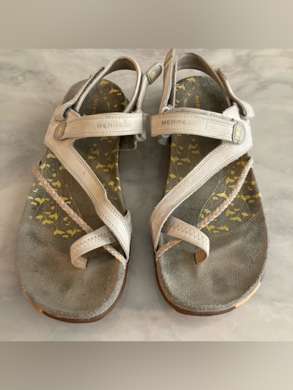 Merrell Women's Light Beige Leather Strappy Sandals
